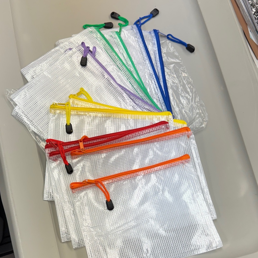 Colorful Mesh Zipper Pouches Set 12 pack 6 colors all new